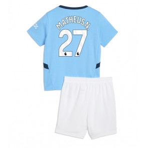 Billiga Manchester City Matheus Nunes #27 Hemmatröja Barn 2024-25 Kortärmad (+ Korta byxor)